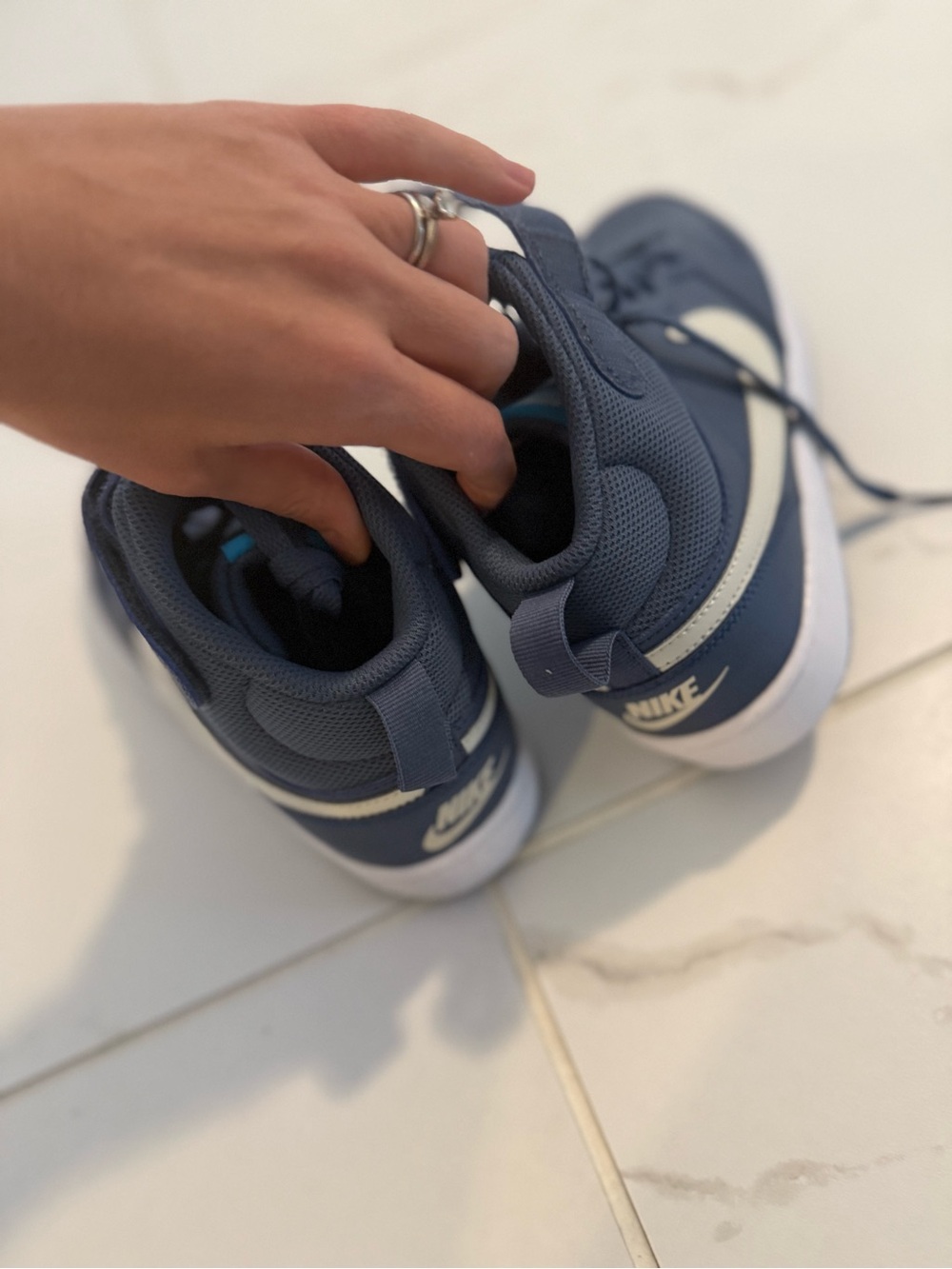 Nike Kids Navy Sneakers with White Swoosh - Picture 4 of 7